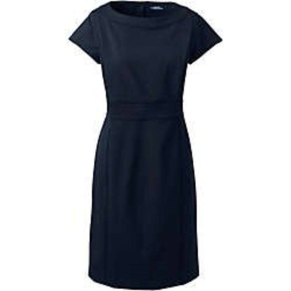 Lands End Women's Washable Wool Piped Sheath Dress